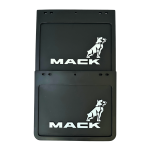 Genuine Mack Brand Rubber Style Black with White Print Mudflaps | 10" x 12" Size