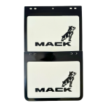 Genuine Mack Brand Rubber Style White with Black Print Mudflaps | 10" x 12" Size