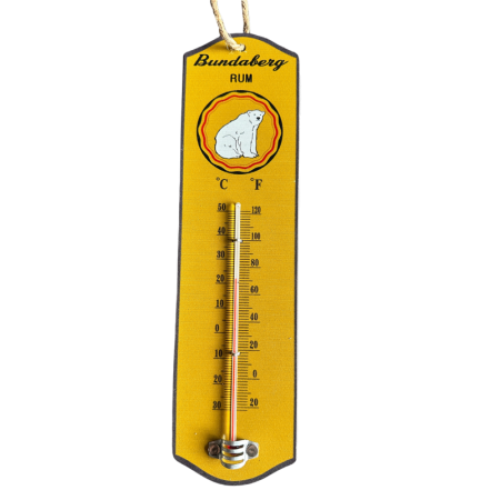 Rustic Look Bundy Bundaberg Rum Hanging Tin Thermometer | 27 x 7 cm