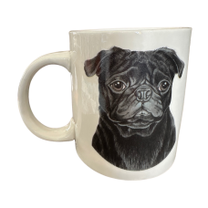Classic Double Side Print Dog Theme Coffee Ceramic Mug | Black Pug