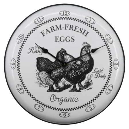 Farm Fresh Free Range Organic Eggs Chicken Large Country Wall Clock | 62cm