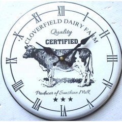 Cloverfield Dairy Farm Sunshine Milk Cow Small Country Wall Clock | 29cm