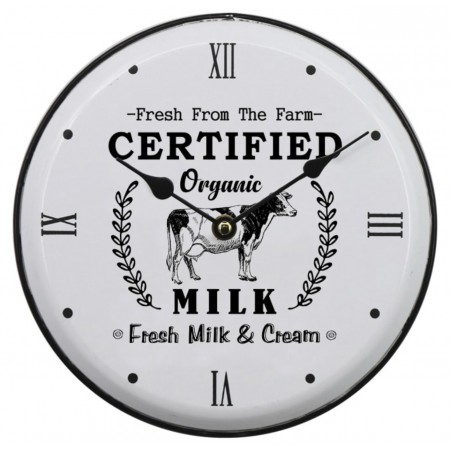 Fresh Certified Organic Milk Cow Small Country Wall Clock | 29cm