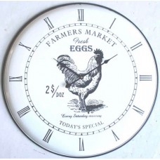 Farmers Market Fresh Eggs Rooster Small Country Wall Clock | 29cm