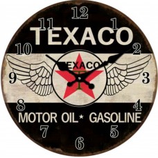 Vintage Look Glass Texaco Motor Oil Gasoline Wall Clock | 30cm