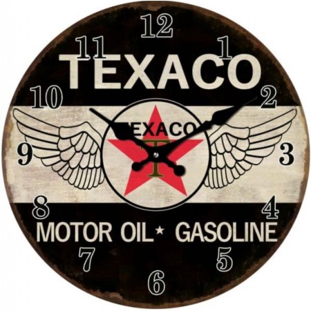 Vintage Look Glass Texaco Motor Oil Gasoline Wall Clock | 30cm