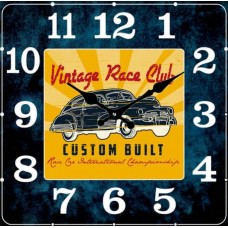 Vintage Race Club Custom Built Square Glass Wall Clock | 30cm