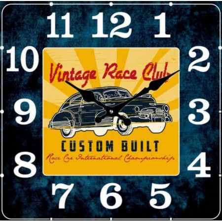 Vintage Race Club Custom Built Square Glass Wall Clock | 30cm