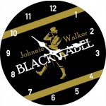 Classic Johnnie Walker Black Label Black & Gold Glass Wall Clock | 30cm