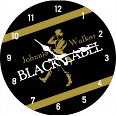 Classic Johnnie Walker Black Label Black & Gold Glass Wall Clock | 30cm