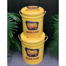 Vintage Drum Look Golden Fleece Storage Stools | Set of 2
