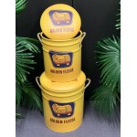 Vintage Drum Look Golden Fleece Storage Stools | Set of 2