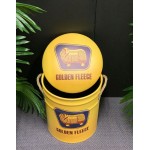 Vintage Drum Look Golden Fleece Storage Stools | Set of 2
