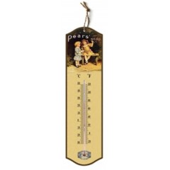 Vintage Look Pears Soap Hanging Tin Thermometer | 27 x 7 cm