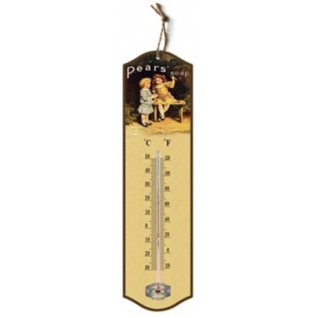Vintage Look Pears Soap Hanging Tin Thermometer | 27 x 7 cm