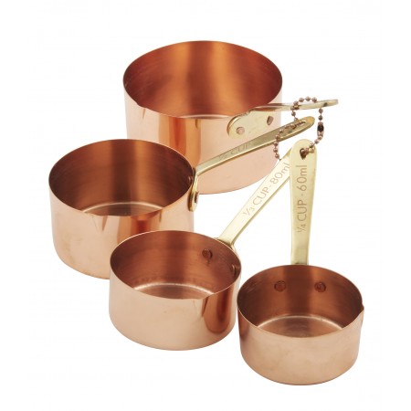 Academy Copper Plated Measuring Cups With Brass Handles | 4 Piece Set