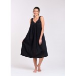 Arabella Nightie |  V-Neck Laced Black (Hail Spot) 100% Pure Cotton Voile