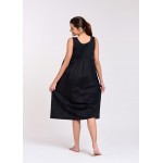 Arabella Nightie |  V-Neck Laced Black (Hail Spot) 100% Pure Cotton Voile