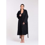 Arabella Robe | Black Dressing Gown Robe (Hail Spot) 100% Pure Cotton Voile