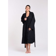 Arabella Robe | Black Dressing Gown Robe (Hail Spot) 100% Pure Cotton Voile