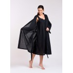 Arabella Robe | Black Dressing Gown Robe (Hail Spot) 100% Pure Cotton Voile