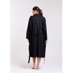 Arabella Robe | Black Dressing Gown Robe (Hail Spot) 100% Pure Cotton Voile