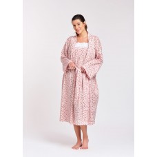 Arabella Robe | Pink Floral Dressing Gown Robe 100% Pure Cotton Voile