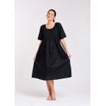 Arabella Nightie | Sheered Bodice Short Sleeve Black (Hail Spot) 100% Pure Cotton Voile