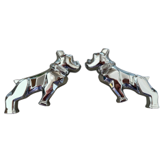 Genuine Mack Brand Chrome Full Size Bulldog Half Dogs | 12cm x 9cm