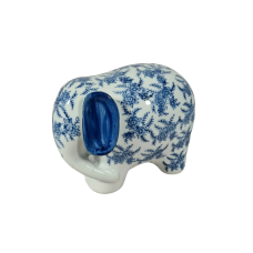 Blue Willow Hamptons 20cm Ceramic Elephant Decor Figurine | Dainty Floral