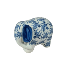 Blue Willow Hamptons 20cm Ceramic Elephant Decor Figurine | Dainty Floral