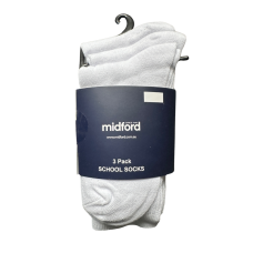 Midford Unisex Up & Down School Uniform Socks 3 Pack | White
