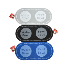 Dudley's World Dog or Cat Waterproof Food Water Mat | Grey Blue Black