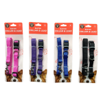 Dudley's World Dog Small Size Collar & Lead Set | Pink Purple Blue Black
