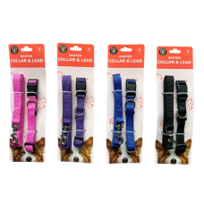 Dudley's World Dog Small Size Collar & Lead Set | Pink Purple Blue Black