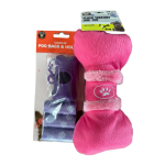 Dudley's World Dog Poo Bags & Dispenser + Plush Squeaky Toy | Blue Pink Brown