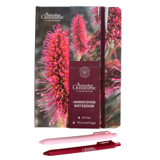 Australian Geographic A5 Size Native Flower Hardcover Notebook & Pens | Pink Australian Geographic A5 Size Native Flower Hardcover Notebook & Pens | Pink