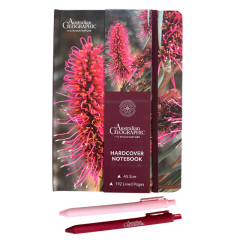Australian Geographic A5 Size Native Flower Hardcover Notebook & Pens | Pink