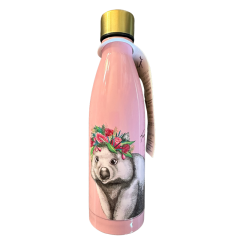 Tanya Kalantary Australian Art Stainless Steel Hot Cold 500ml Drink Flask Bottle | Wombat
