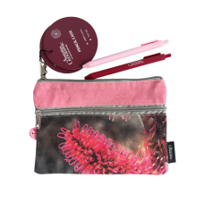 Australian Geographic Double Zip Native Flower Pencil Case & Pens | Pink Australian Geographic Double Zip Native Flower Pencil Case & Pens | Pink