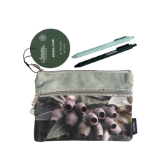 Australian Geographic Double Zip Gumnut Pencil Case & Pens | Green Australian Geographic Double Zip Gumnut Pencil Case & Pens | Green