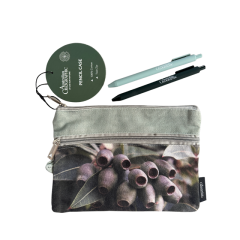 Australian Geographic Double Zip Gumnut Pencil Case & Pens | Green