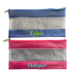 Stat. Brand Small Zip Custom Name Pencil Case | Blue or Pink
