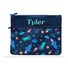 Studymate Large Double Zip Custom Name Pencil Case | Space Dino