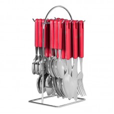 Avanti 24 Piece Hanging Cutlery Set with Carry Rack | Red