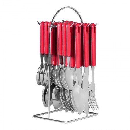 Avanti 24 Piece Hanging Cutlery Set with Carry Rack | Red