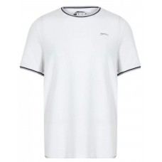 Slazenger Men's 100% Cotton Crew Neck Tipped Short Sleeve T-Shirt | White