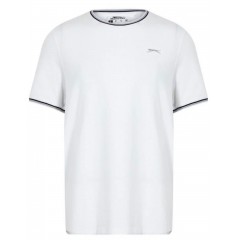 Slazenger Men's 100% Cotton Crew Neck Tipped Short Sleeve T-Shirt | White