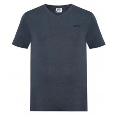 Slazenger Men's Plain V Neck Short Sleeve T-Shirt | Grey Charcoal Marle