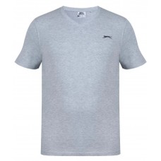 Slazenger Men's Plain V Neck Short Sleeve T-Shirt | Grey Marle